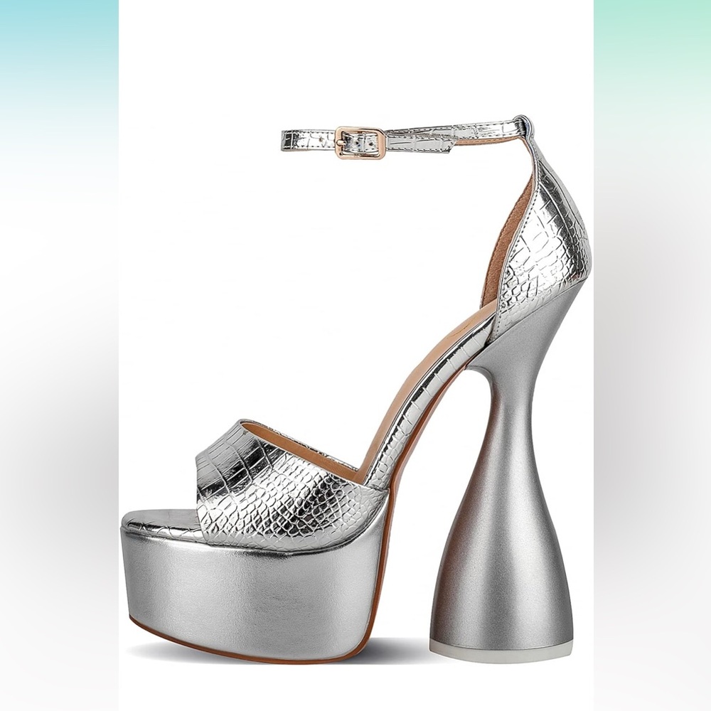 High Heels Fashion Platform Ankle Straps Special Heel Round Open Toe